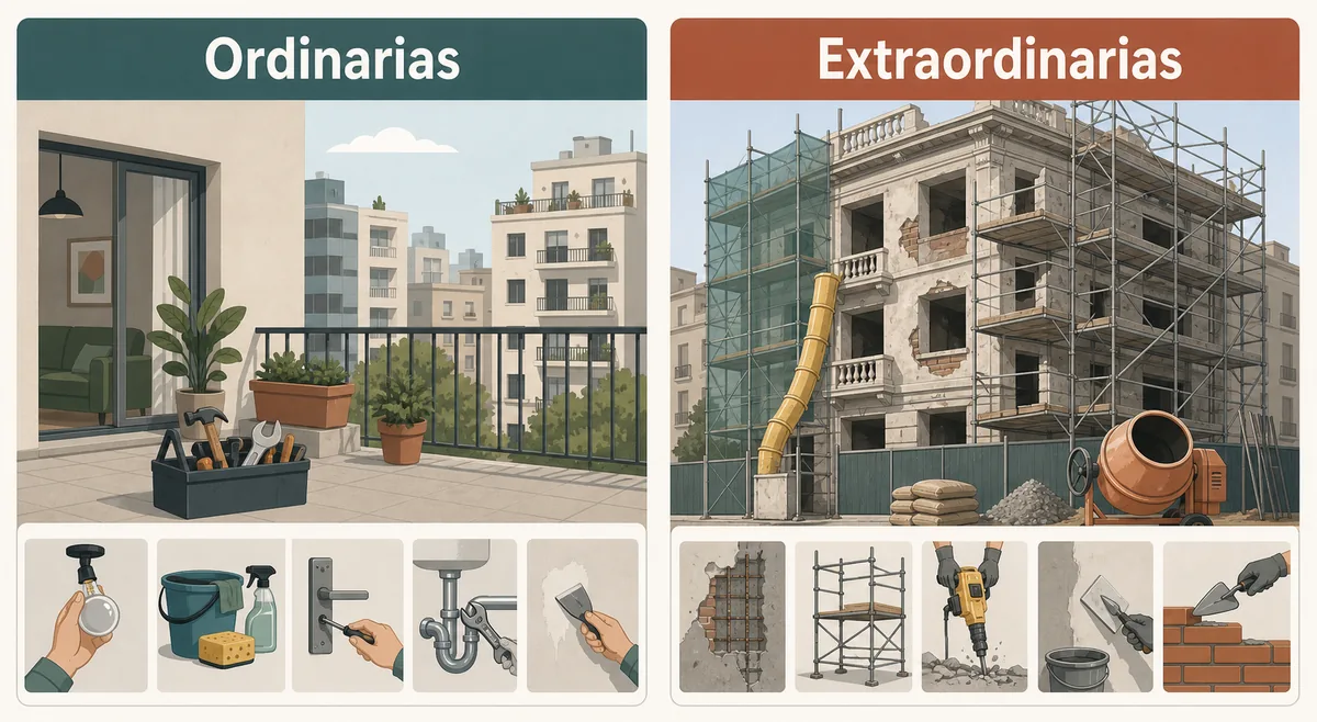 Comparación entre expensas ordinarias y extraordinarias en alquileres