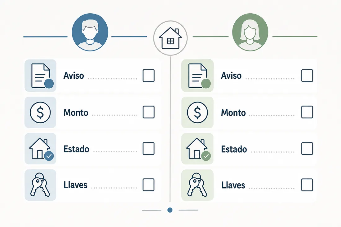 Checklist de aviso, pagos, estado del inmueble y llaves al rescindir un alquiler